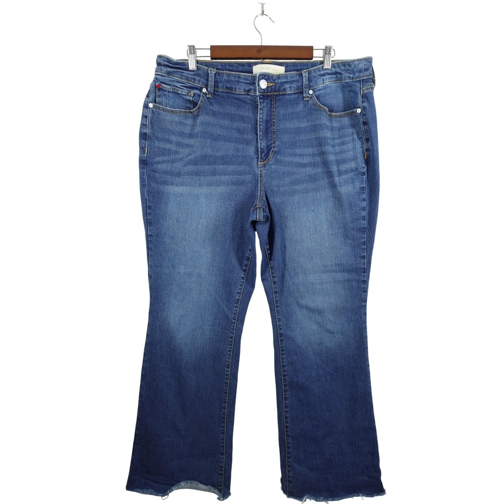 SLINK Jeans‎ Womens 18 Blue Medium Wash High Rise Curvy Bootcut Stretch Denim